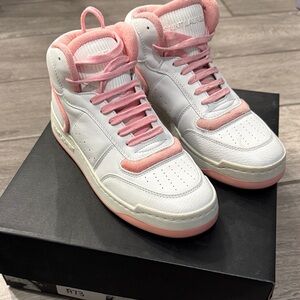 Saint Laurent Pink and White High-Top Sneakers